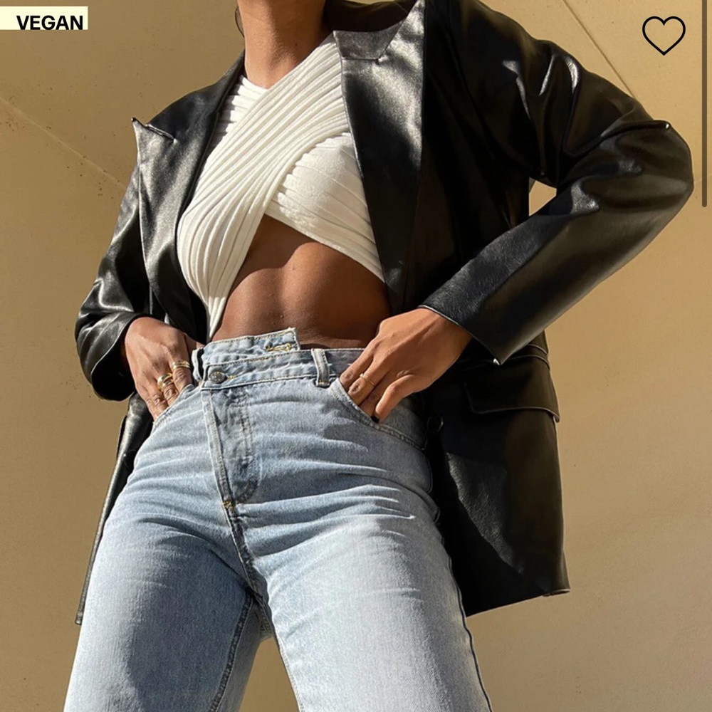 ELLEN FAUX LEATHER BLAZER